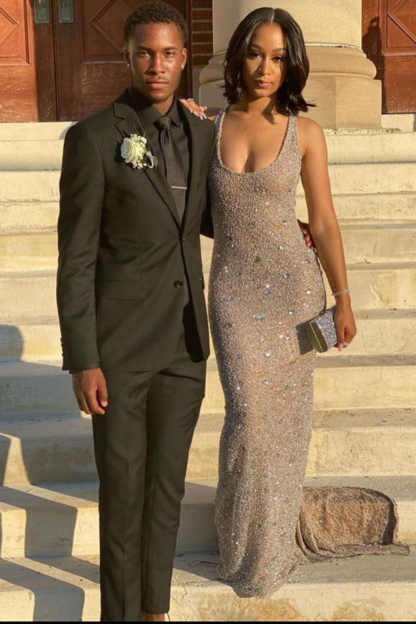 Looking for Prom Dresses in Healthy cloth,  Mermaid style,  and Gorgeous Rhinestone work? stylesnuggle has all covered on this elegant Glitter Crystals Sleeveless Slim Prom Formal Dress.