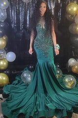 Glorious Long V-Neck Sleeveless Mermaid Prom Dress With Beading-stylesnuggle