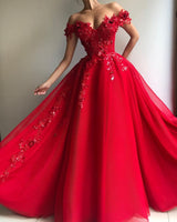 Still not know where to get your event dresses online? stylesnuggle offer you Gorgeous Ball Gown Off-the-Shoulder Applique Flowers Evening Dresses at factory price,  fast delivery worldwide.