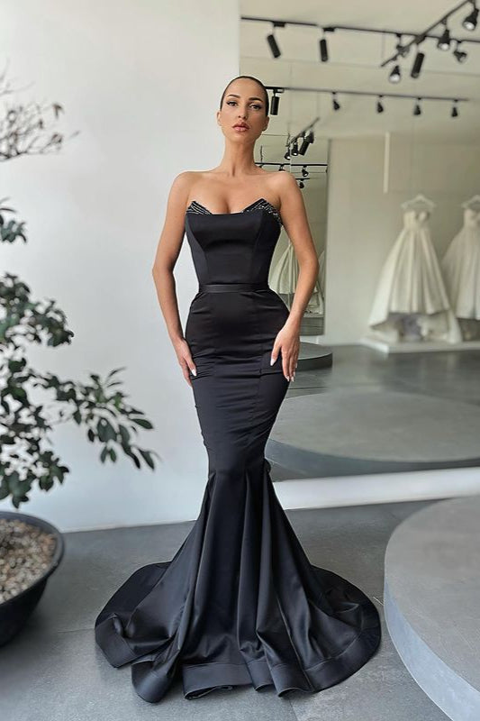 Gorgeous Black Mermaid Beadings Long Evening Gowns-stylesnuggle