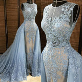 Customizing this New Arrival Gorgeous Column Sleleveless Long Evening Dresses Lace Appliques Beading Chic Prom Party Gowns with Overskirt on stylesnuggle. We offer extra coupons,  make Prom Dresses, Evening Dresses, Real Model Series in cheap and affordable price. We provide worldwide shipping and will make the dress perfect for everyone.