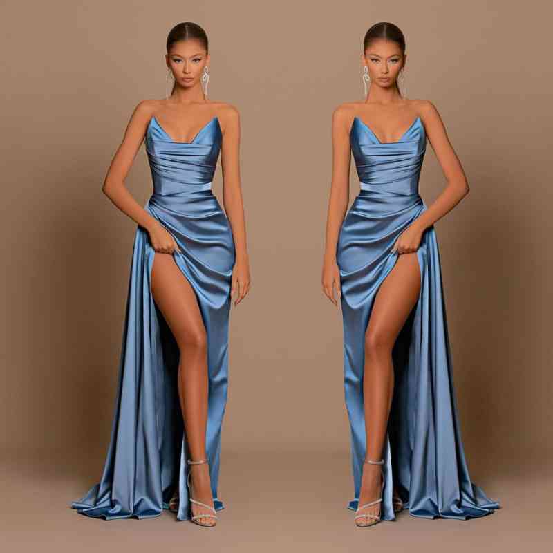 Gorgeous Dusty Blue Sweetheart Prom Dress Mermaid Slit Long On Sale-stylesnuggle