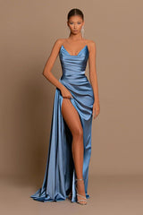 Gorgeous Dusty Blue Sweetheart Prom Dress Mermaid Slit Long On Sale-stylesnuggle