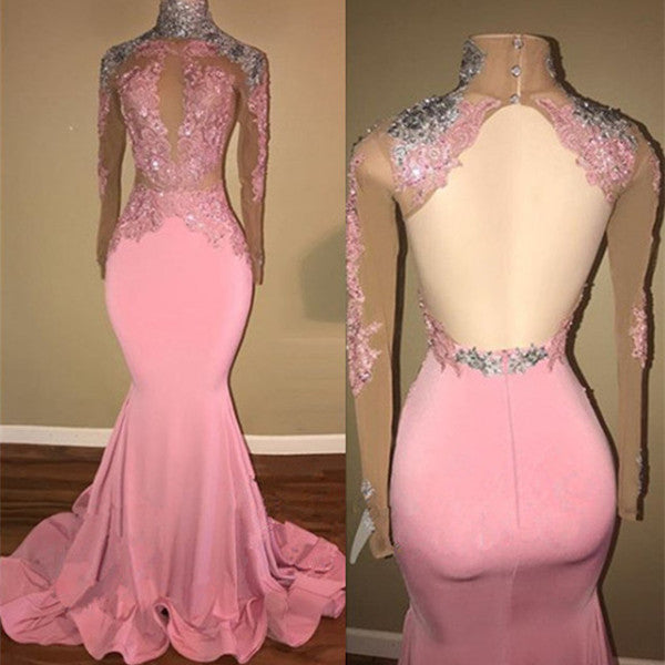 Shop the latest Gorgeous High-Neck Backless Pink Prom Party GownsMermaid With Lace Appliques today at stylesnuggle, free shipping & free customizing, 1000+ styles to choose from, shop now.