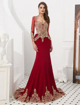 Luxury Evening Dresses Embroidered Beaded Queen Anneneck Long Sleeve Formal Gowns With Cloak