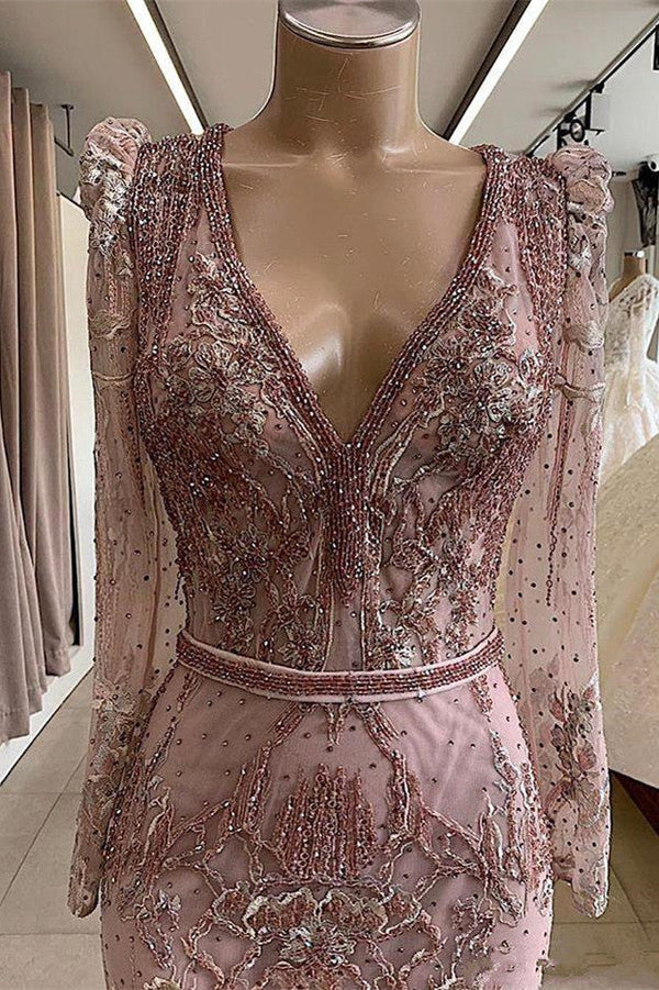 stylesnuggle offers Gorgeous Mermaid Lace Beading V-neck Long Sleevess Prom Dresses Evening Gowns With Beading Waistband at cheap prices from Lace to Mermaid Floor-length. They are Gorgeous yet affordable Long Sleevess Prom Dresses. You will become the most shining star with the dress on.