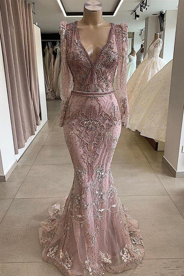 stylesnuggle offers Gorgeous Mermaid Lace Beading V-neck Long Sleevess Prom Dresses Evening Gowns With Beading Waistband at cheap prices from Lace to Mermaid Floor-length. They are Gorgeous yet affordable Long Sleevess Prom Dresses. You will become the most shining star with the dress on.