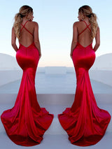 Still not know where to get your event dresses online? stylesnuggle offer you Gorgeous Red Halter Elegant Lace Up Prom Dresses Sleeveless Ruffles Chic Mermaid Side Slit Evening Dresses at factory price,  fast delivery worldwide.