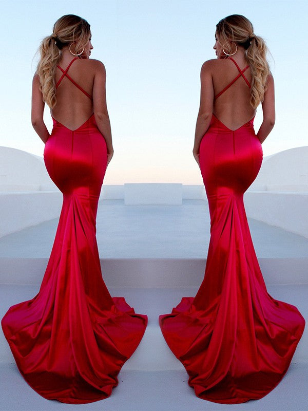 Still not know where to get your event dresses online? stylesnuggle offer you Gorgeous Red Halter Elegant Lace Up Prom Dresses Sleeveless Ruffles Chic Mermaid Side Slit Evening Dresses at factory price,  fast delivery worldwide.