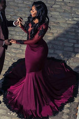 This beautiful Gorgeous Scoop Long Sleevess Appliques Tulle Mermaid Floor-Length Prom Dresses will make your guests say wow. The Scoop bodice is thoughtfully lined,  and the Floor-length skirt with Appliques to provide the airy,  flatter look of Tulle.