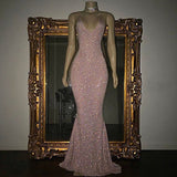 stylesnuggle offers Gorgeous Sequined Mermaid Spaghetti-strap Long Sleevesless Prom Party Gowns at a cheap price unique colors,  to Mermaid Floor-length hem. Gorgeous yet affordable Sleeveless styles.