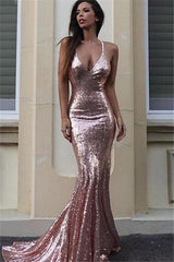 Gorgeous Sequins V-Neck Mermaid Sequins Prom Party Gowns-stylesnuggle