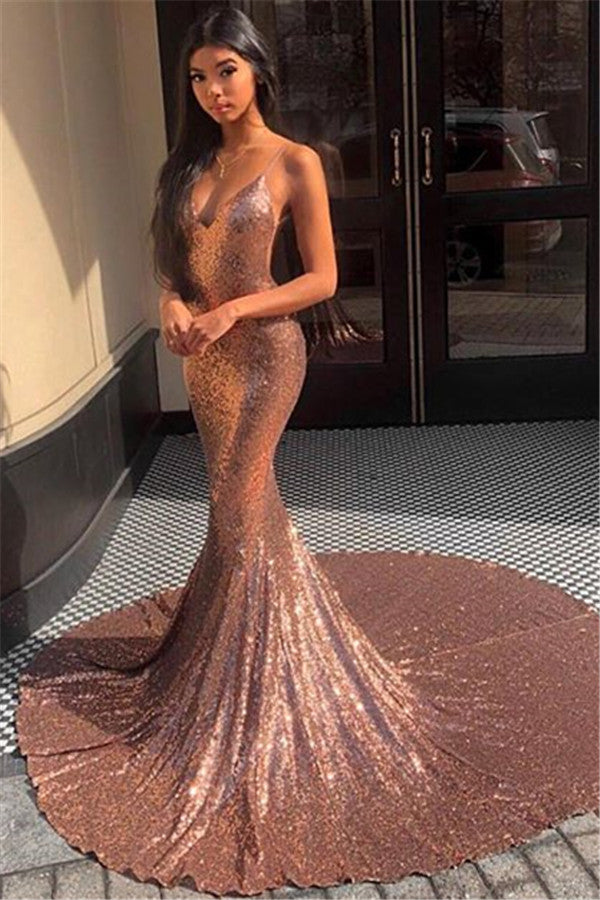 Still not know where to get your Gorgeous Spaghetti-Straps Sequins Mermaid Prom Party Gowns online? stylesnuggle offer you new arrival prom dresses at factory price,  fast delivery worldwide.