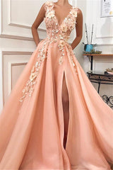 Still not know where to get your Gorgeous Straps V-Neck Flower Appliques A-Line Prom Party Gowns online? stylesnuggle offer you new arrival prom dresses at factory price,  fast delivery worldwide.