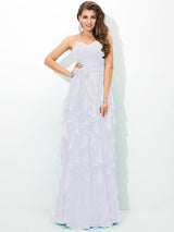 A-Line Charming Sweetheart Layers Sleeveless Long Chiffon Bridesmaid Dresses