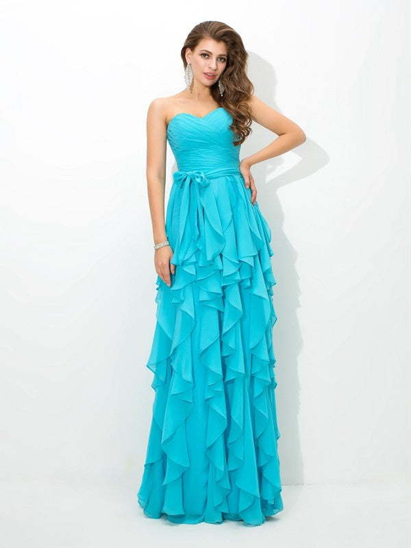 Gorgeous Sweetheart Layers Sleeveless Long Chiffon Bridesmaid Dresses