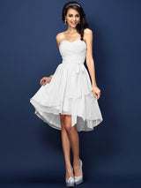 A-Line Charming Sweetheart Pleats Bowknot Sleeveless Short Chiffon Bridesmaid Dresses