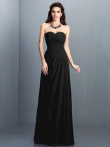 A-Line Charming Sweetheart Pleats Sleeveless Long Chiffon Bridesmaid Dresses