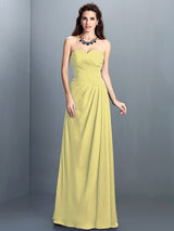 A-Line Charming Sweetheart Pleats Sleeveless Long Chiffon Bridesmaid Dresses