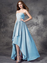 A-Line Charming Sweetheart Ruffles Sleeveless High Low Chiffon Bridesmaid Dresses