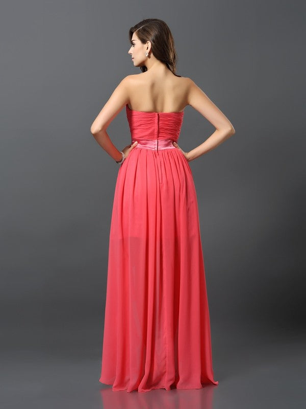 A-Line Charming Sweetheart Sleeveless High Low Chiffon Bridesmaid Dresses