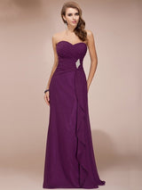 Charming Sweetheart Sleeveless Long Beading Ruffles Chiffon Bridesmaid Dresses