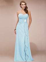 Charming Sweetheart Sleeveless Long Beading Ruffles Chiffon Bridesmaid Dresses