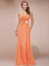 Charming Sweetheart Sleeveless Long Beading Ruffles Chiffon Bridesmaid Dresses