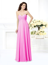 A-Line Charming Sweetheart Sleeveless Long Chiffon Bridesmaid Dresses