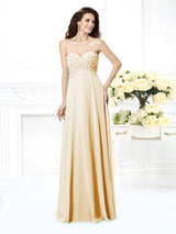 A-Line Charming Sweetheart Sleeveless Long Chiffon Bridesmaid Dresses