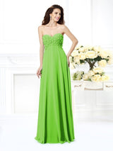 A-Line Charming Sweetheart Sleeveless Long Chiffon Bridesmaid Dresses