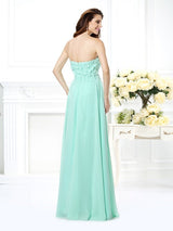 A-Line Charming Sweetheart Sleeveless Long Chiffon Bridesmaid Dresses