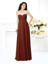 A-Line Charming Sweetheart Sleeveless Long Chiffon Bridesmaid Dresses