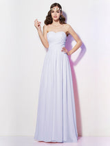 A-Line Charming Sweetheart Sleeveless Long Pleats Chiffon Bridesmaid Dresses