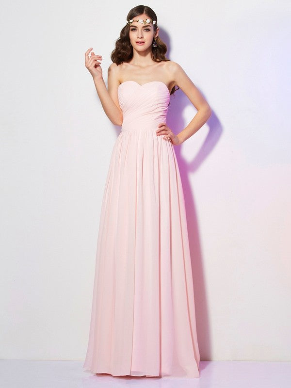 Gorgeous Sweetheart Sleeveless Long Pleats Chiffon Bridesmaid Dresses