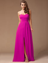 Charming Sweetheart Sleeveless Long Ruffles Chiffon Bridesmaid Dresses