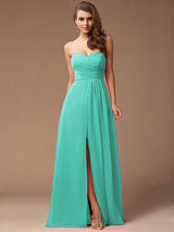 Charming Sweetheart Sleeveless Long Ruffles Chiffon Bridesmaid Dresses