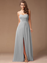 Charming Sweetheart Sleeveless Long Ruffles Chiffon Bridesmaid Dresses