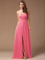 Charming Sweetheart Sleeveless Long Ruffles Chiffon Bridesmaid Dresses