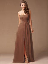 Charming Sweetheart Sleeveless Long Ruffles Chiffon Bridesmaid Dresses