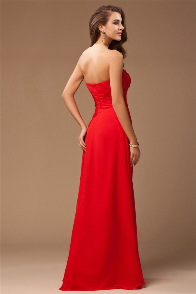 Charming Sweetheart Sleeveless Long Ruffles Chiffon Bridesmaid Dresses