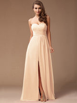 Charming Sweetheart Sleeveless Long Ruffles Chiffon Bridesmaid Dresses