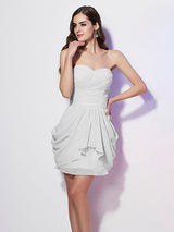 A-Line Charming Sweetheart Sleeveless Pleats Short Chiffon Bridesmaid Dresses