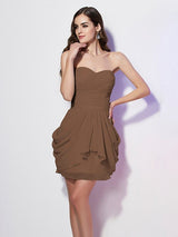 A-Line Charming Sweetheart Sleeveless Pleats Short Chiffon Bridesmaid Dresses