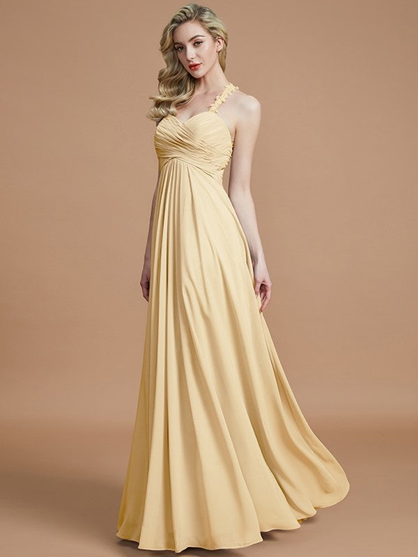 A-Line Charming Sweetheart Sleeveless Ruched Chiffon Bridesmaid Dresses