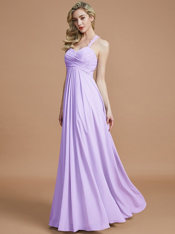 A-Line Charming Sweetheart Sleeveless Ruched Chiffon Bridesmaid Dresses