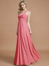 A-Line Charming Sweetheart Sleeveless Ruched Chiffon Bridesmaid Dresses