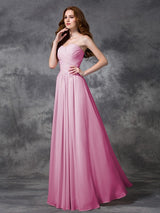 A-Line Charming Sweetheart Sleeveless Ruched Long Chiffon Bridesmaid Dresses