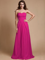 A-Line Charming Sweetheart Sleeveless Ruffles Chiffon Long Bridesmaid Dresses