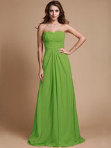 A-Line Charming Sweetheart Sleeveless Ruffles Chiffon Long Bridesmaid Dresses